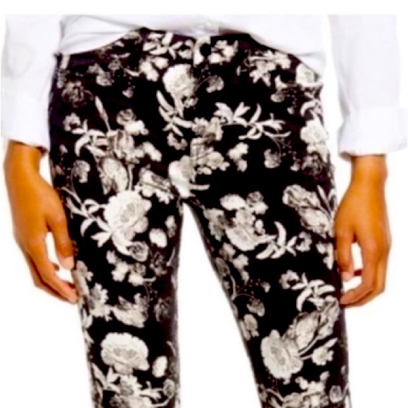 JEN 7 FOR ALL MANKIND SPECIAL DYED ANKLE SKINNY JEANS BLACK WHITE GRAY FLORAL - Picture 5 of 15